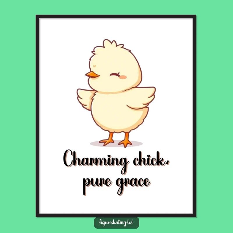 Funny Chick Pirouette Digital Print - High-Resolution Cartoon Art for Inspiration