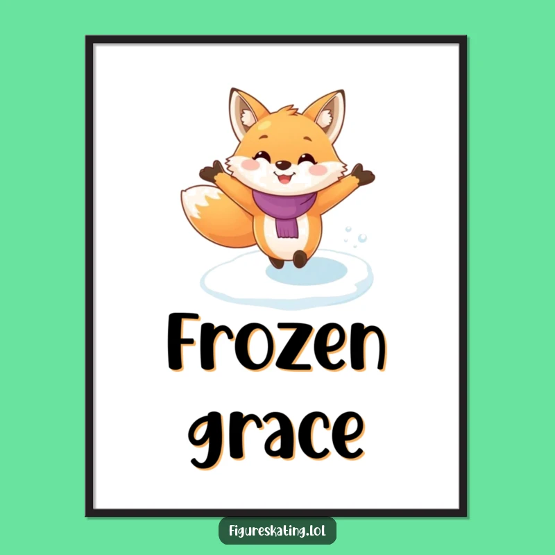 Funny Fox Ice Skating Digital Art: Instant Hilarious Decor for Your Walls!