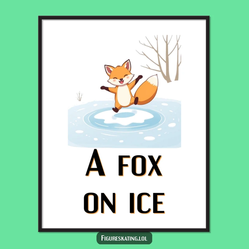 Funny Grinning Fox Digital Art: Hilarious Skating Art Print