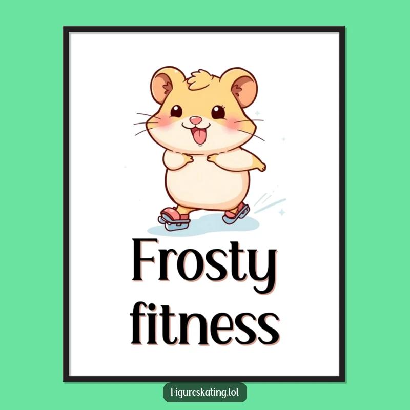 Funny Hamster Skating Digital Art - Instant Icy Sparkle Decor, Unique Gift