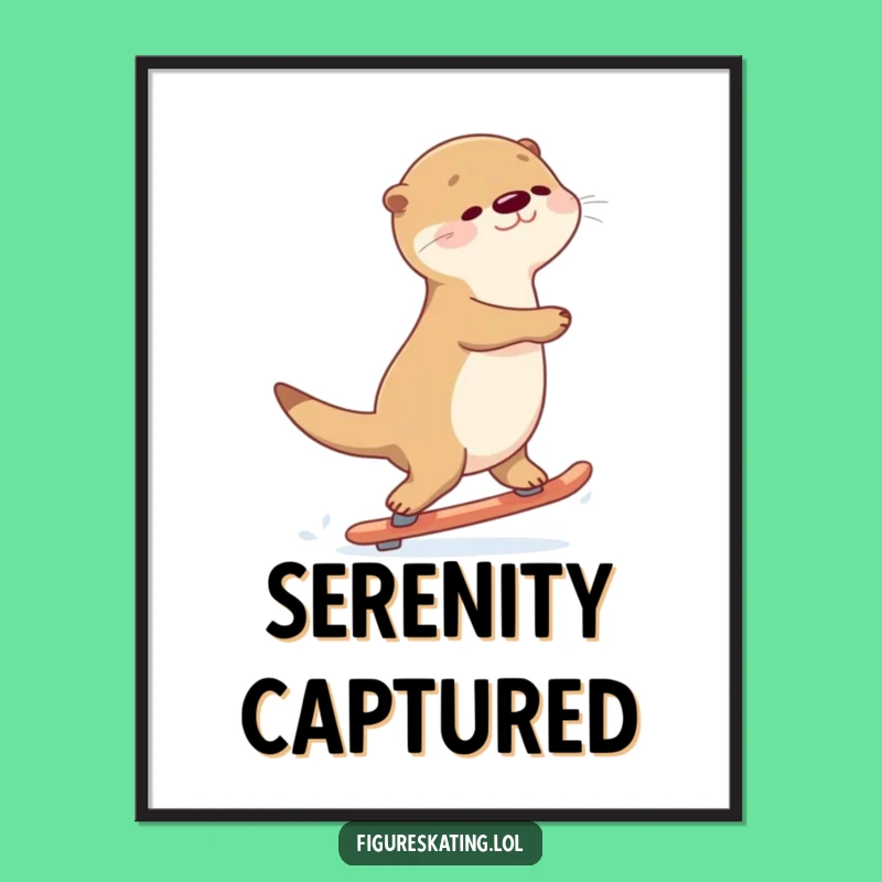 Funny Otter Gliding Digital Art: Printable Skater Decor Gift