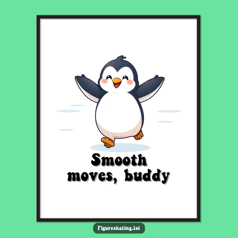 Funny Penguin Digital Art Print: Delighted Glider Wall Art Gift