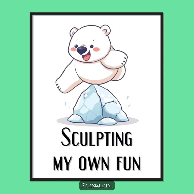 Funny Polar Bear Ice Sculpture Leap Digital Print: Instant Humorous Wall Art