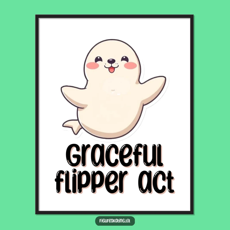 Funny Seal Digital Art Print: Happy Spinner Wall Art Gift
