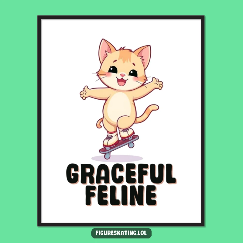 Funny Kitten Skating Digital Art: Instant Cuteness and Humor