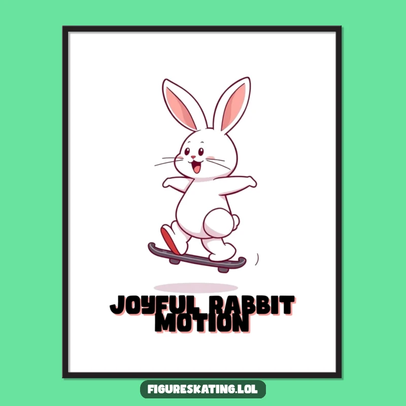 Funny Rabbit Skate Digital Art a Groovy Printable for Instant Fun