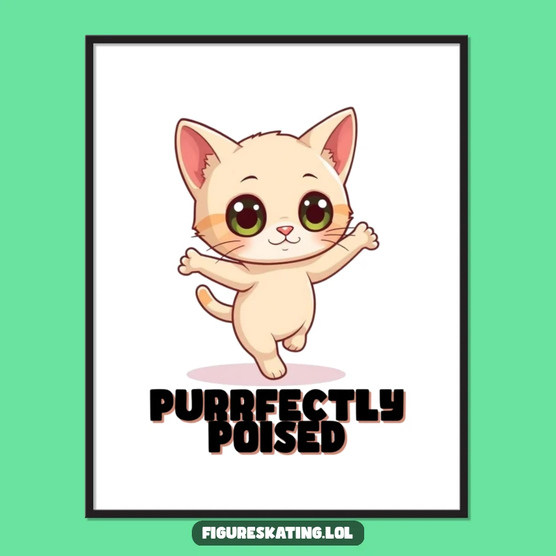 Funny Curious Cat Pirouette Digital Art Print - Whimsical Wall Art Gift
