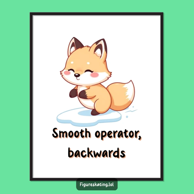 Funny Fox Glide Digital Art Print - Happy Winter Wall Decor