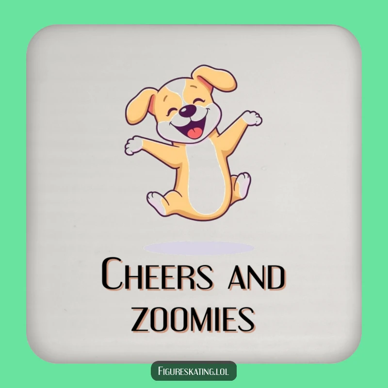 Funny Dog Triple Axel Drink Coaster: Joyful Skater Protection!