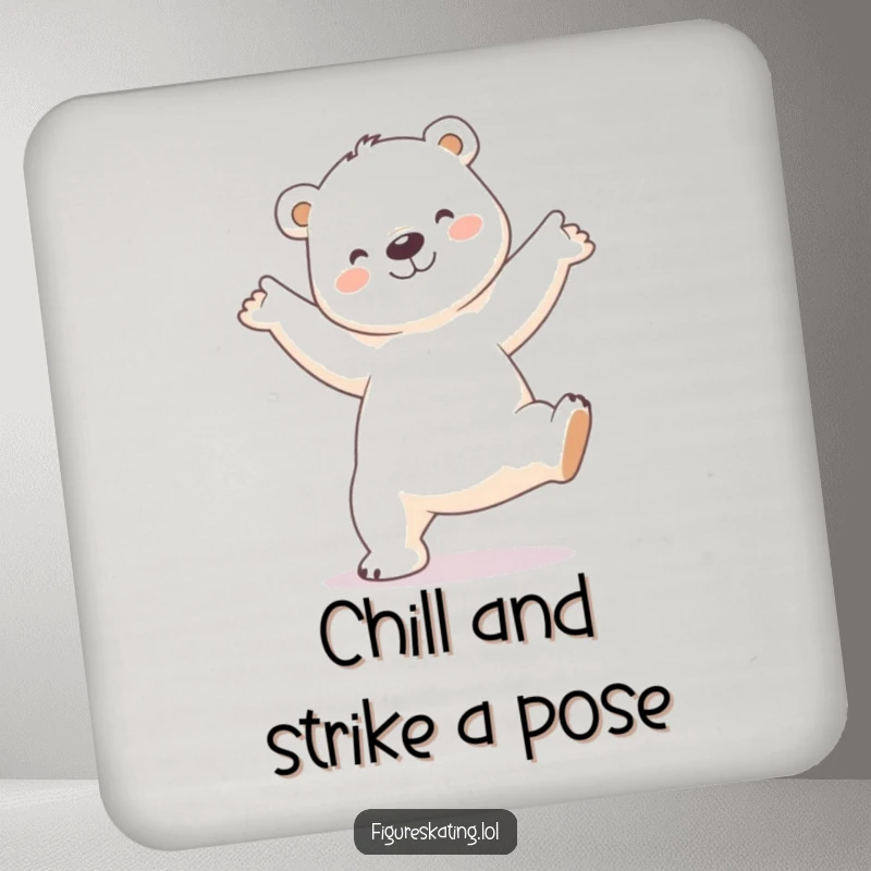 Funny Polar Bear Coasters: Set of coasters with a smiling polar bear performing a delicate arabesque pose, protecting surfaces with charm.