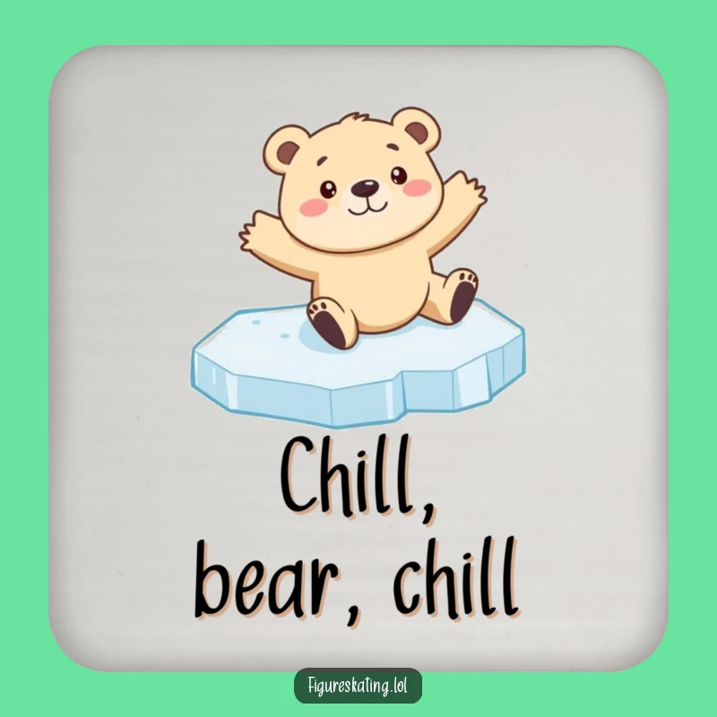 Funny Bear Cub Skating Coasters: Protect Surfaces with Hilarious Charm