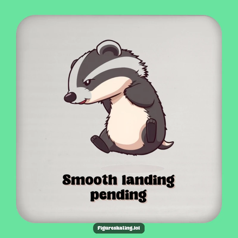 Funny Badger Ice Skating Drink Coaster: Protect Surfaces with Hilarious Art.