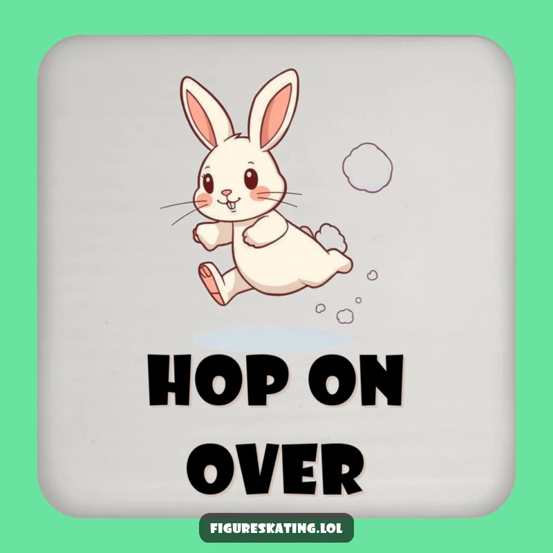 Funny Determined Rabbit Leaping Drink Coaster - Winter Table Gift