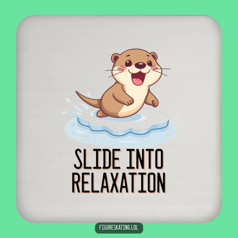 Funny Excited Otter Ice Sliding Coaster: Protect Surfaces with Flair!
