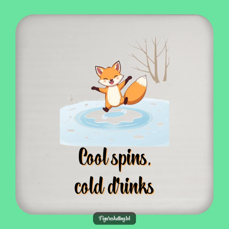 Funny Grinning Fox Coaster: Protect Drinks with Winter Art