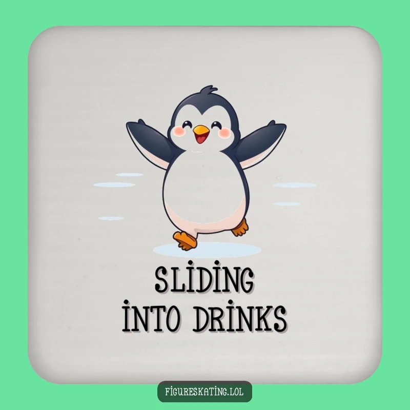 Funny Penguin Drink Coaster: Delighted Glider Table Protector Gift