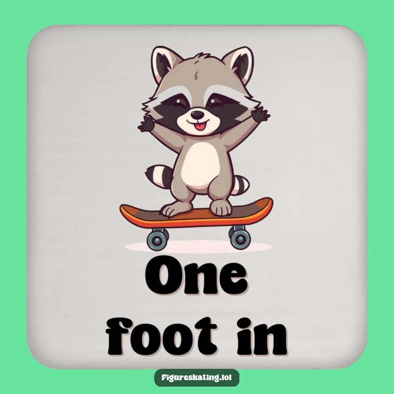 Funny Raccoon Skater Coaster: Imposter Table Protection Gift