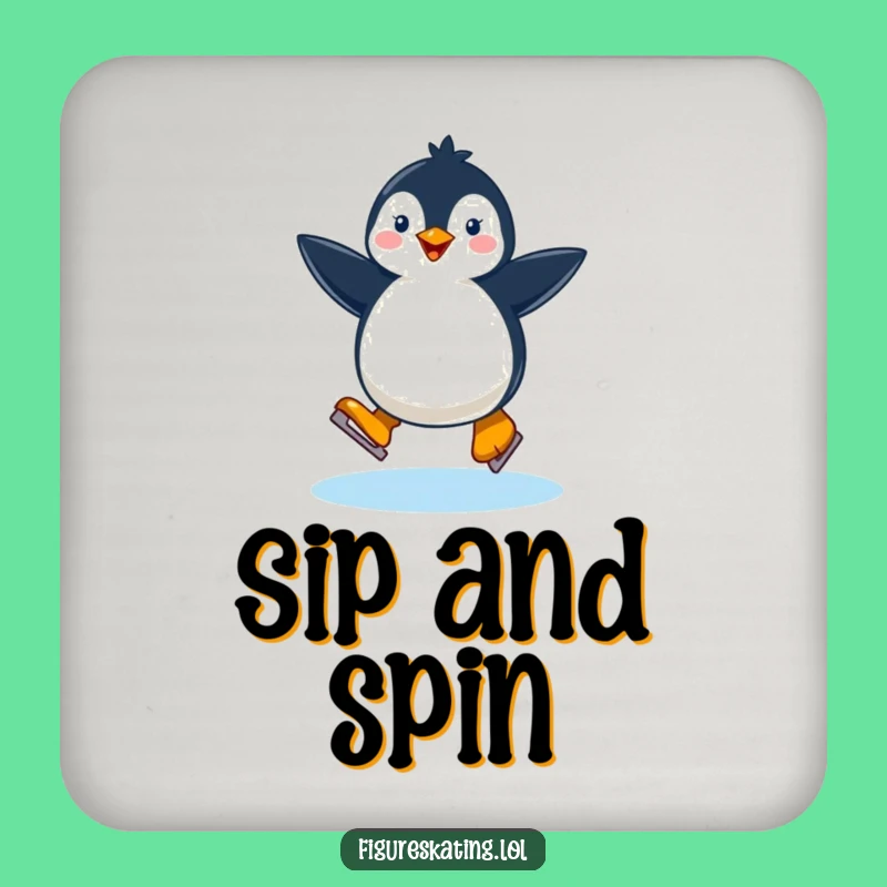 Funny Happy Penguin Ice Skating Coaster: Protect Surfaces with Winter Smiles