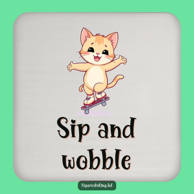 Funny Kitten Skating Coasters: Protect Surfaces with Hilarious Charm