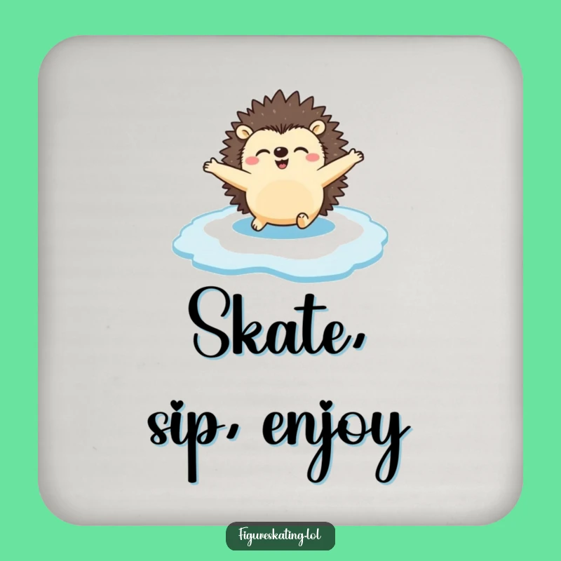 Funny Hedgehog Ice Coaster: Hilarious Animal Gift for Winter Tabletops.