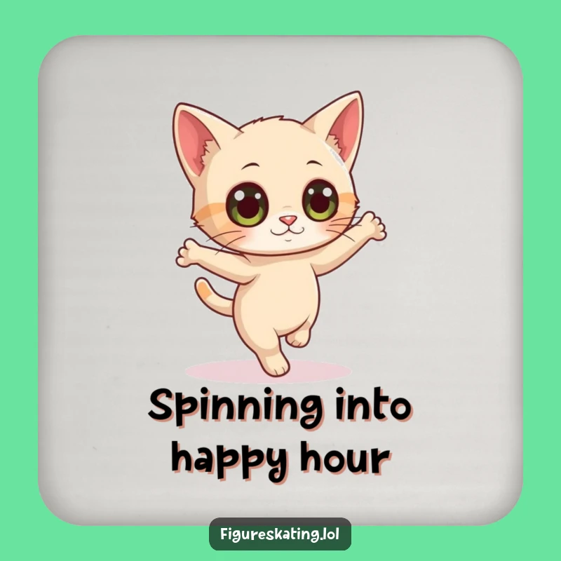 Funny Curious Cat Pirouette Drink Coaster - Table Gift for Cat Lovers