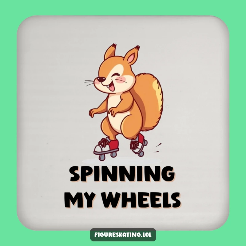 Funny Squirrel Ice Skating Drink Coaster: Sip with a Smile.