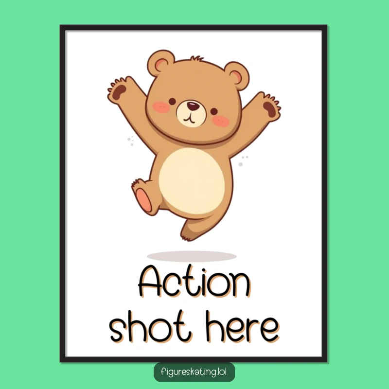 Funny Bear Jump Art Print a Whimsical Wall Decor Piece