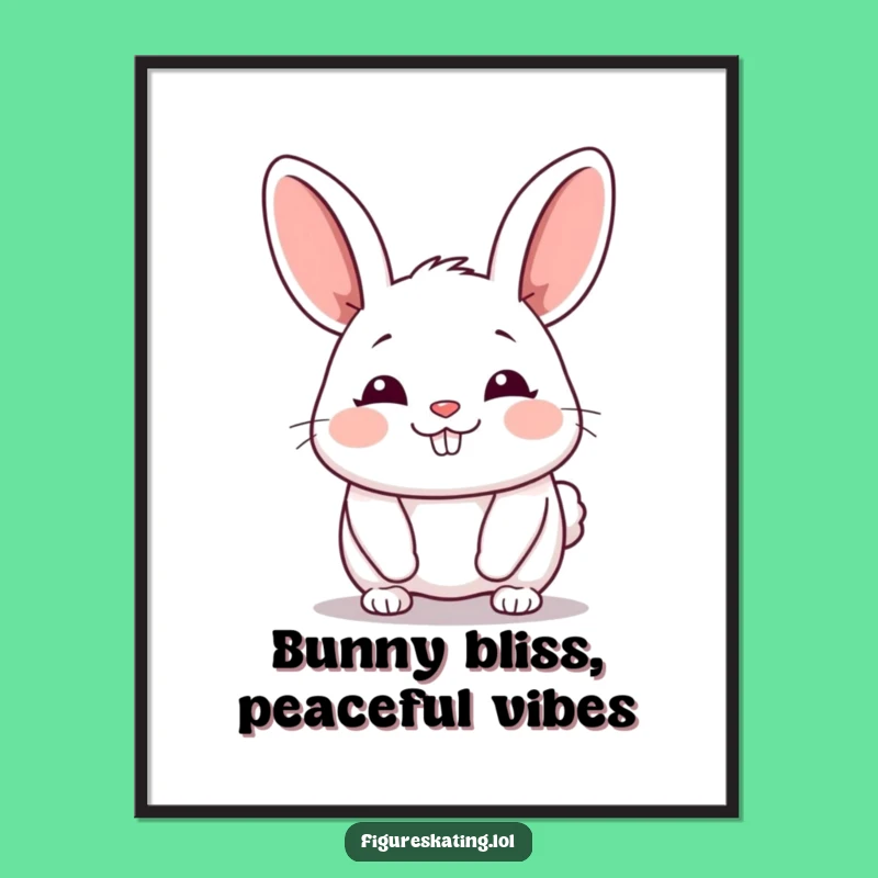 Funny Bunny Gliding Poster - Amusing Cartoon Art for Peaceful Decor
