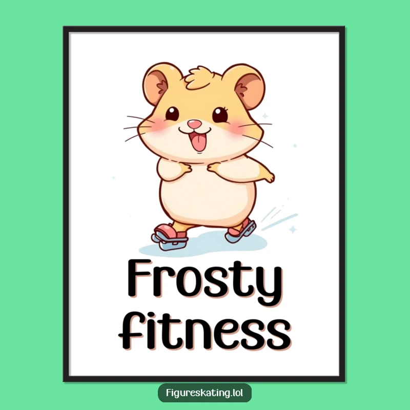 Funny Hamster Skating Poster - Vibrant Icy Sparkle Art, Unique Humorous Gift