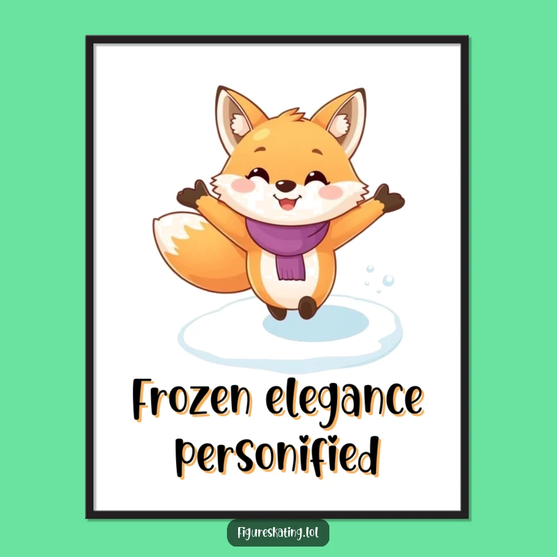 Funny Fox Ice Skating Poster: Hilarious Wall Art for a Joyful Atmosphere!