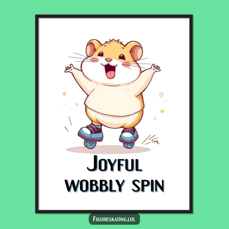 Funny Hamster Ice Skating Poster: Wobbly Art for a Joyful Room!