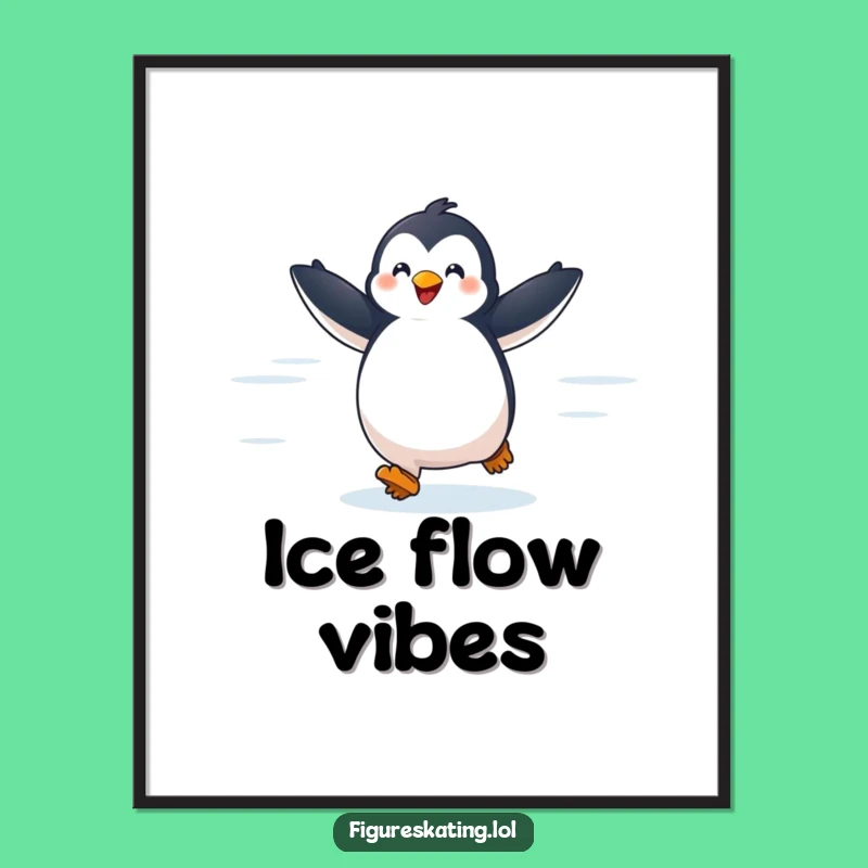Funny Penguin Poster: Delighted Glider Ice Art Gift