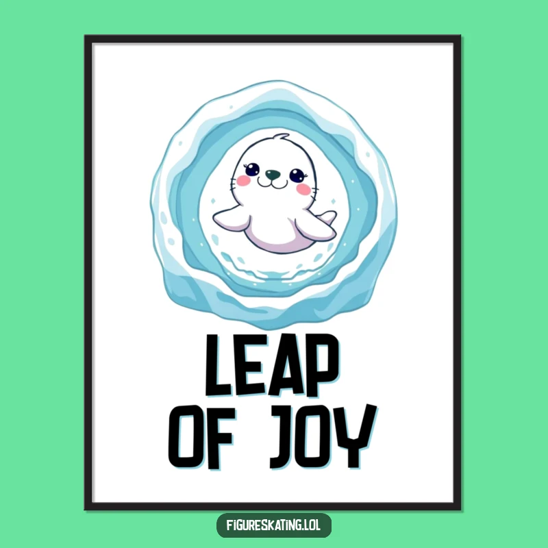 Funny Seal Ice Ring Poster: Leaping Seal Wall Art Gift!