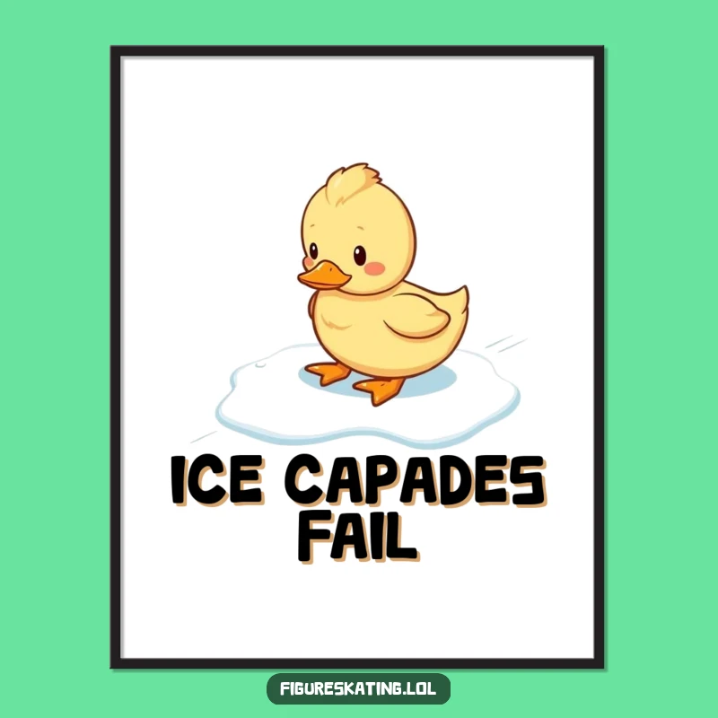 Funny Wobbly Duckling Ice Poster - Hilarious Wall Art for Winter Lovers