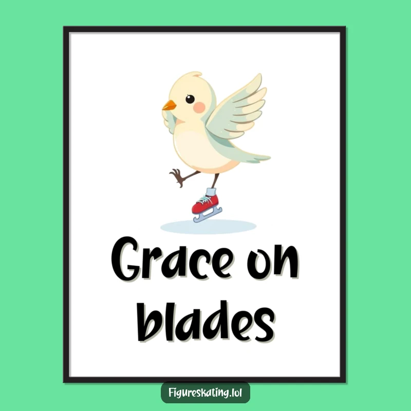 Funny Bird Pirouette Poster: Elegant Ice Skating Art for Your Walls