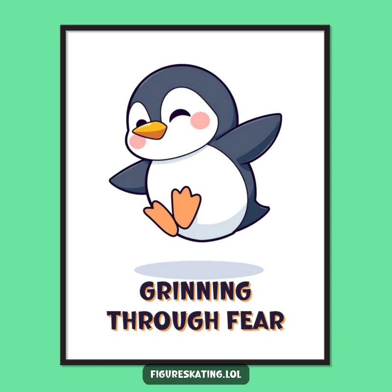 Funny Shy Penguin Jumping Poster: Decorate with Adorable Effort!