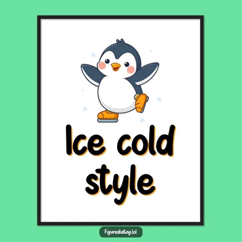 Funny Penguin Ice Skater Poster: Decorate with Dynamic Winter Art, A Cool Funny Gift!
