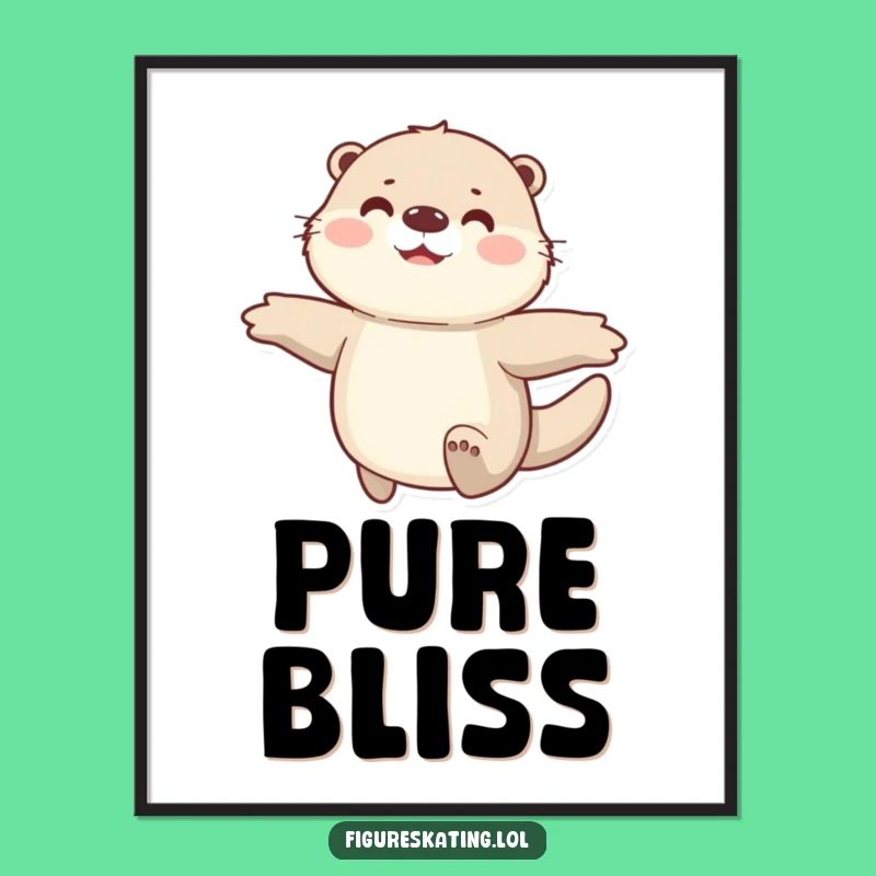 Funny Otter Poster: Joyful Gliding Otter Art Print for Wall Decor