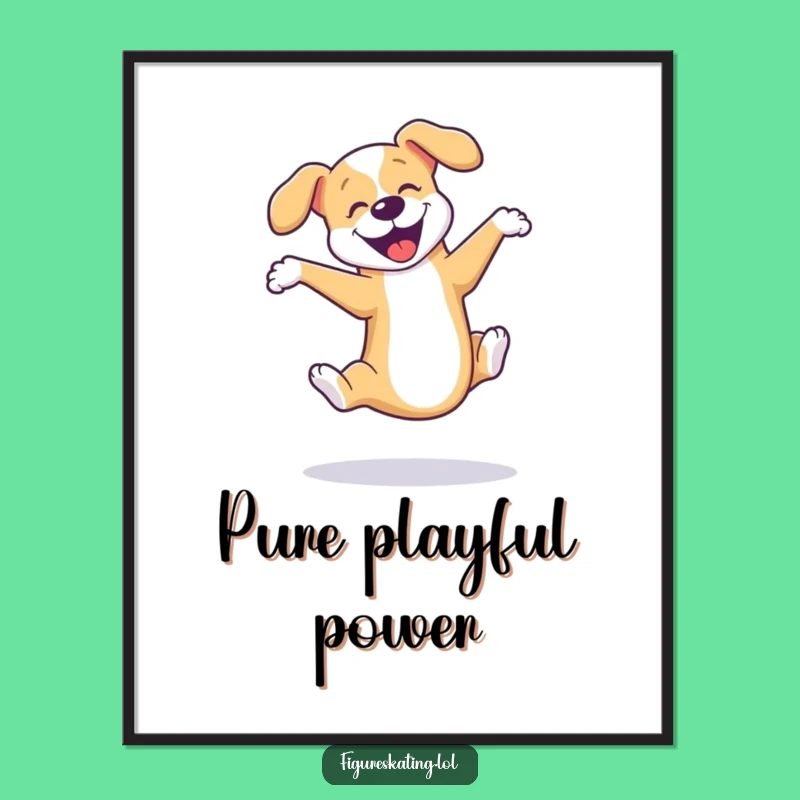 Funny Dog Triple Axel Poster: Joyful Skater Wall Art Gift!