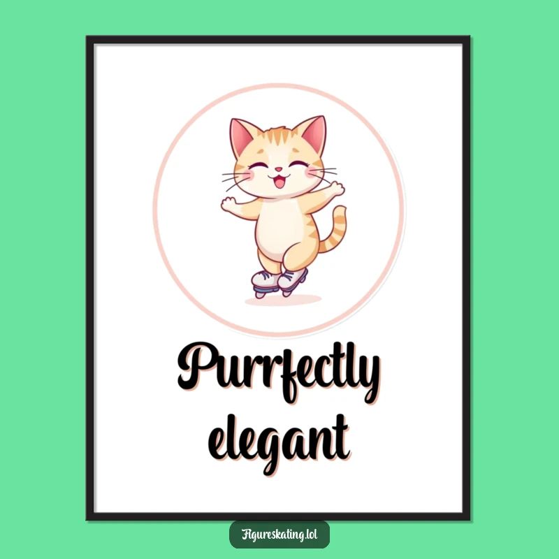 Funny Giggling Cat Skating Poster: Decorate with Feline Grace!