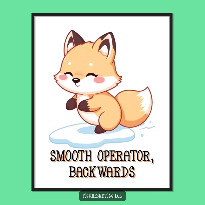 Funny Fox Glide Poster - Happy Backward Skater Wall Art