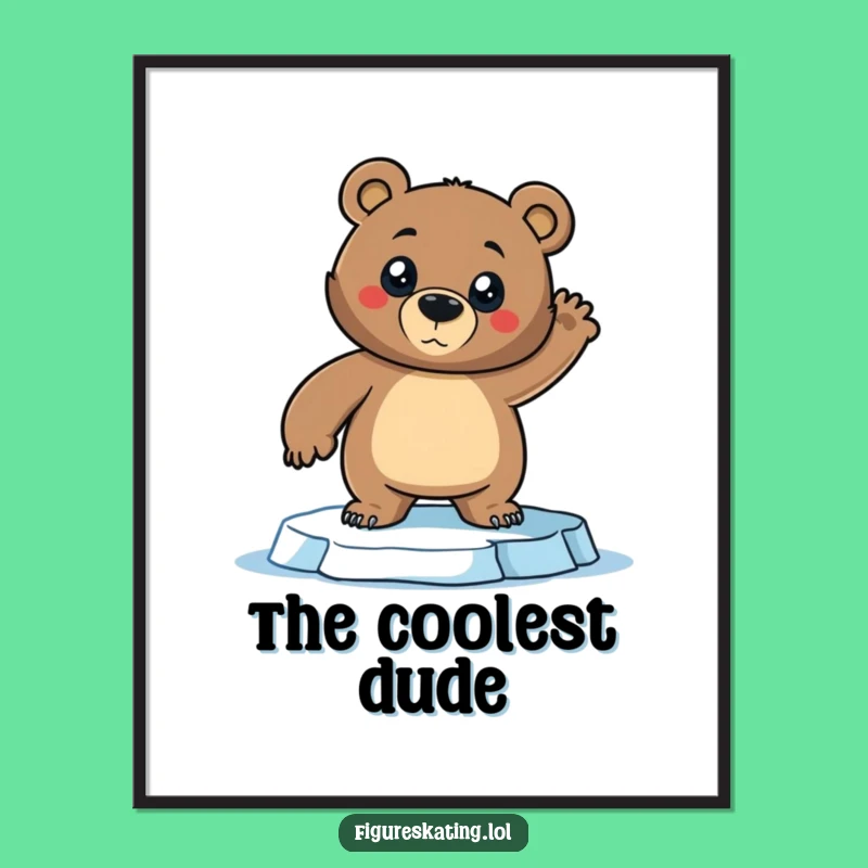 Funny Bear Ice Skating Poster: Dramatic Pose Art for Wall Decor