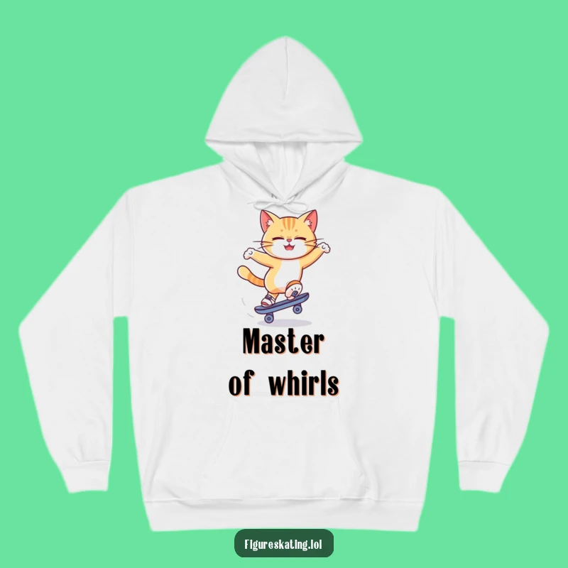 Funny Cat Skate Spin Hoodie: Cozy Dizzy Skater Comfort Gift!