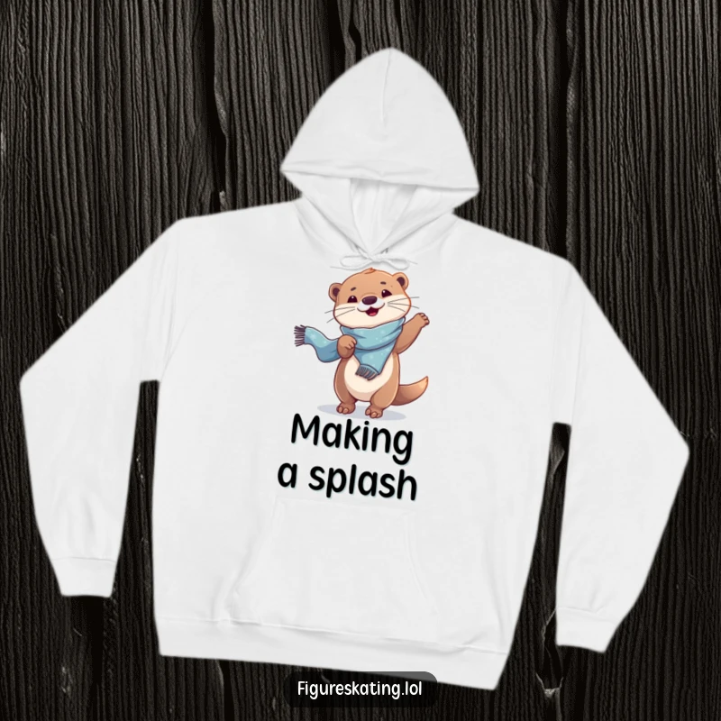 Funny Hoodie: A playful otter twirling with a shimmering scarf, offering cozy comfort and a generous dose of humorous, festive vibes.