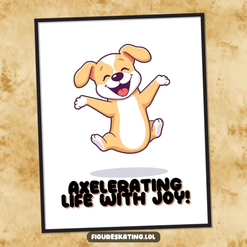 Funny Free Printable Wall Art: A playful dog executing a flawless triple axel on ice skates, bringing joy and humor to walls.