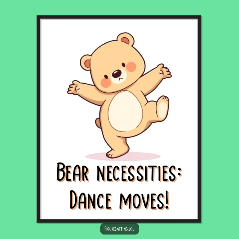 Funny Free Printable Wall Art: Bear Cub Pirouette - Downloadable Decor