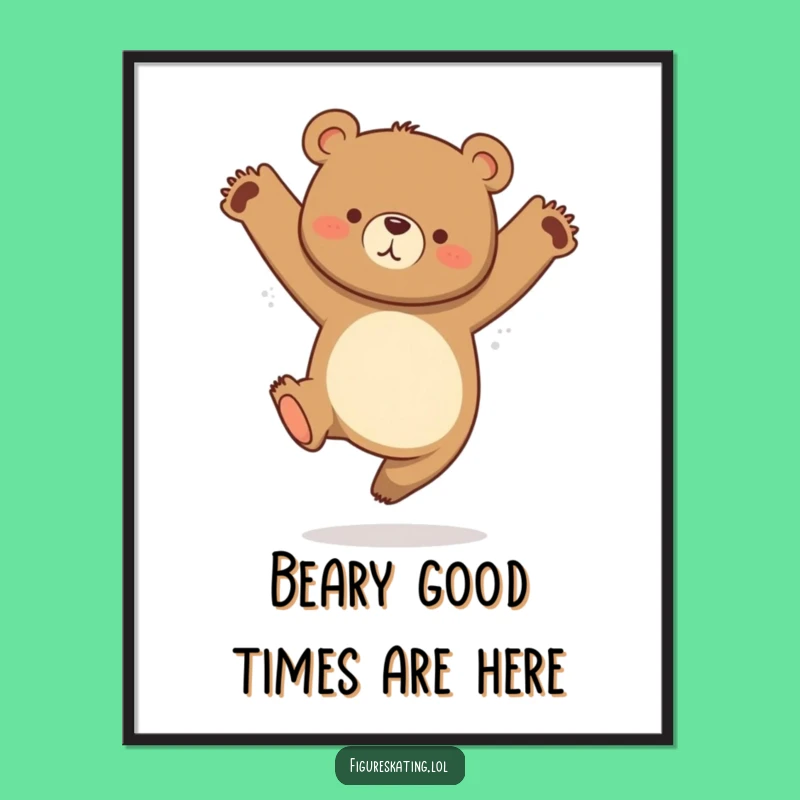 Funny Free Printable Wall Art: Curious Jumping Bear Decor for Playful Spaces!