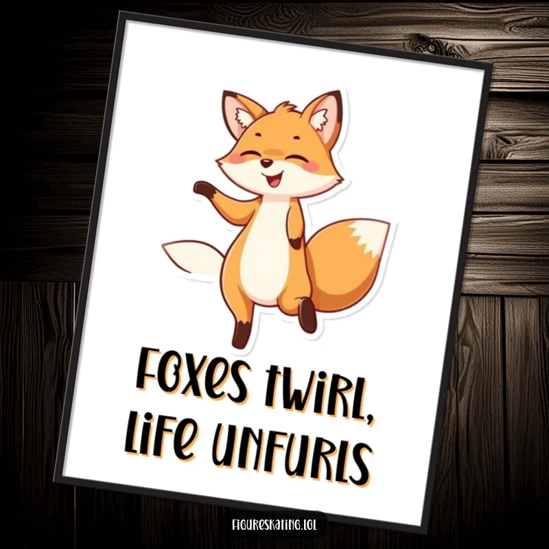 Funny Free Printable Wall Art: A delighted fox in mid-twirl, radiating happiness and playful energy.