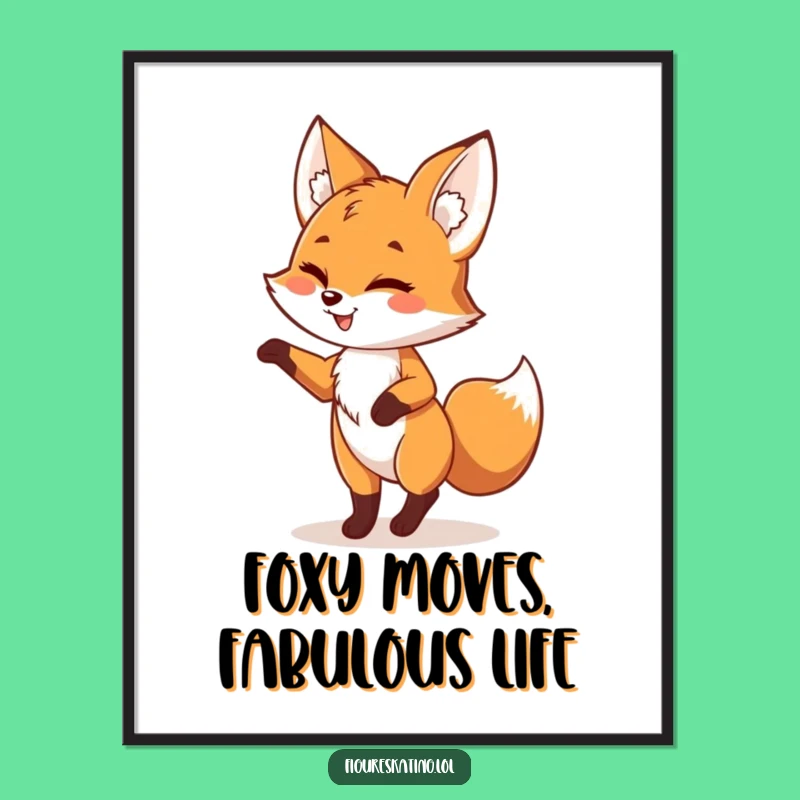 Funny Free Printable Wall Art: Playful Fox Pirouette Whimsical Downloadable Decor