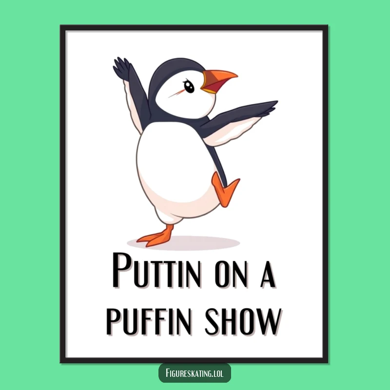 Free Printable Puffin Pirouette Wall Art - Funny Downloadable Arctic Decor